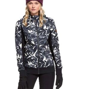 ROXY Black and White Leaf Print Hoodie